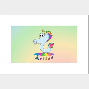 Happy Art Unicorn Rainbow Posters and Art